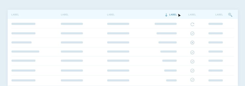Example of column sorting